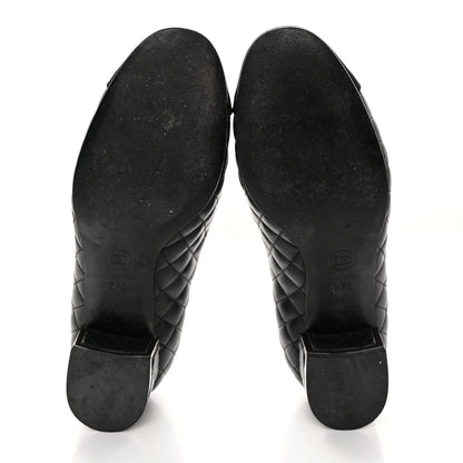 Chanel Lambskin Grosgrain Quilted CC Cap Toe Low Heel Pumps 37 Black 5 of 13
