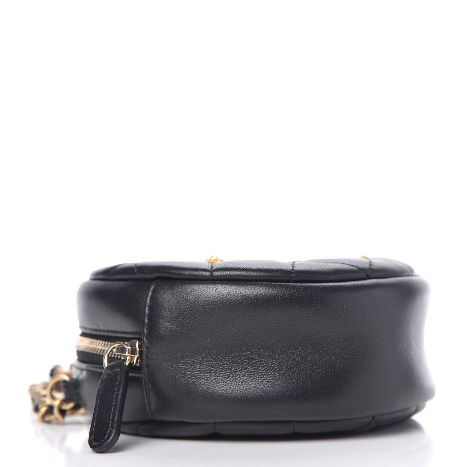 Chanel Lambskin Quilted Studded Round Clutch With Chain Black 4 of 10