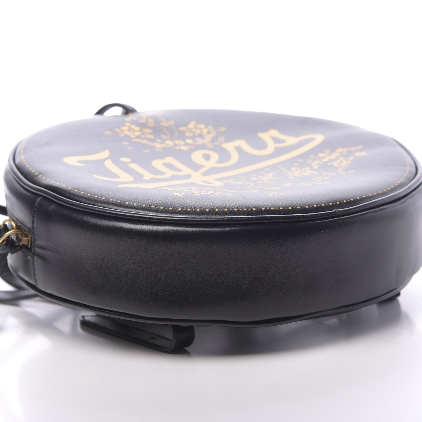 Calfskin Tigers Round Backpack Black Gold