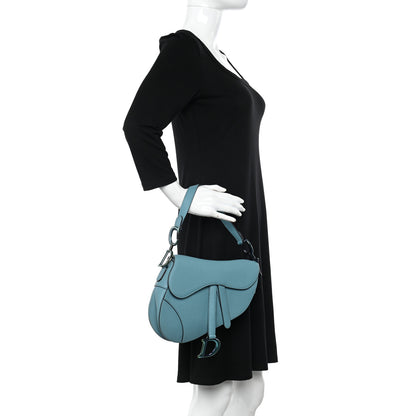 Christian Dior Grained Calfskin Saddle Bag Azure Blue 2 of 11