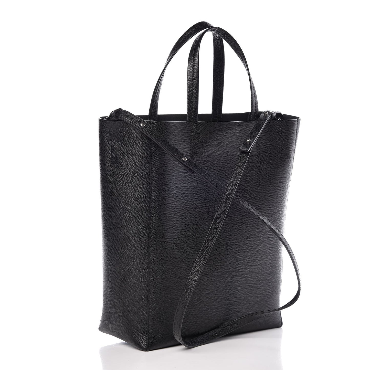 Grained Calfskin Small Vertical Cabas Black