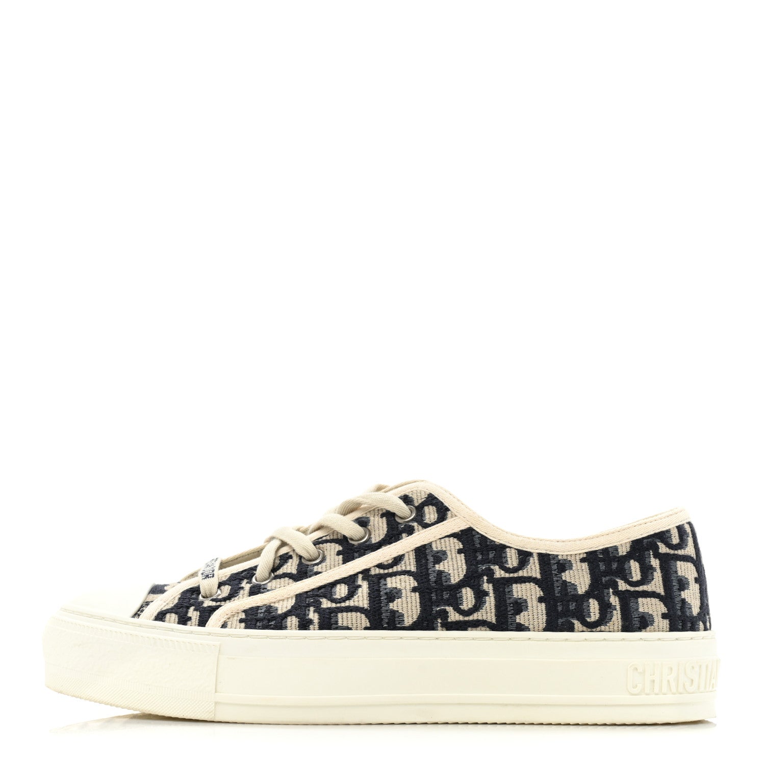 Christian Dior Canvas Oblique Walk'N'Dior Low Top Sneakers 38.5 Deep Blue 1 of 13