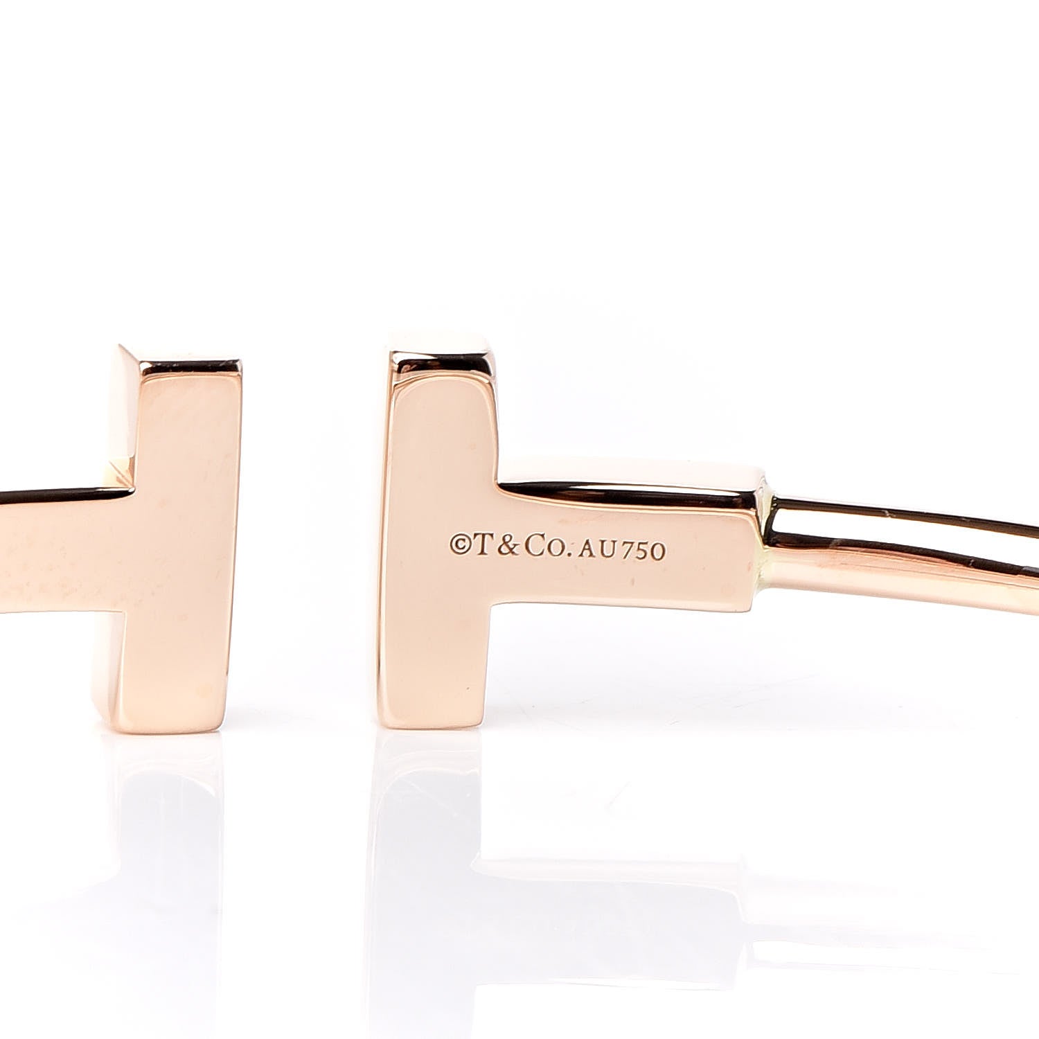 Tiffany 18K Rose Gold Narrow T Wire Bracelet 4 of 4
