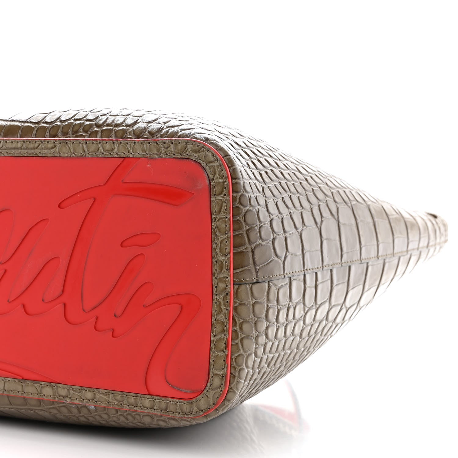 Christian Louboutin Crocodile Embossed Calfskin Spiked Large Cabarock Shopper Tote Silex 9 of 12