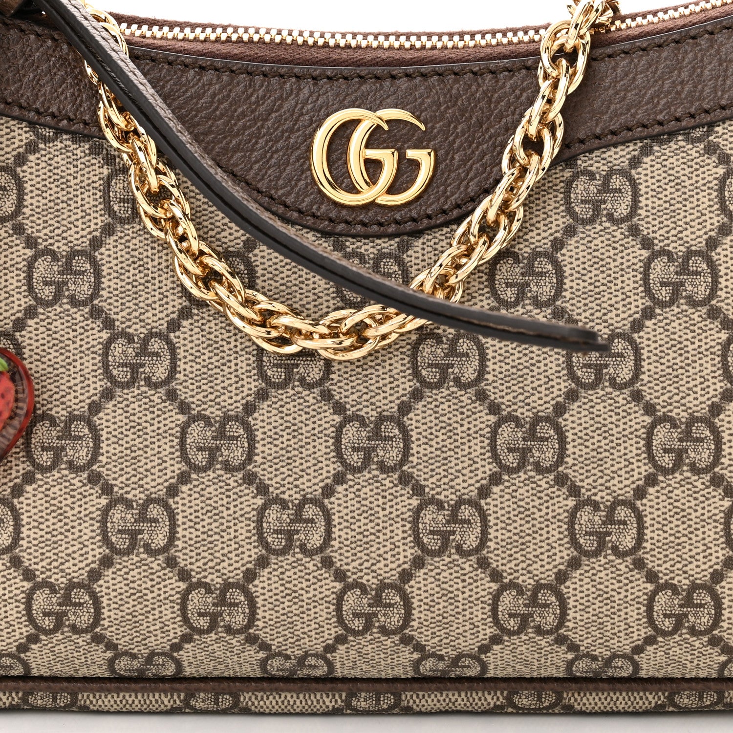 Gucci GG Supreme Monogram Textured Dollar Calfskin Web Small Ophidia GG Handbag Beige Ebony New Acero 8 of 14