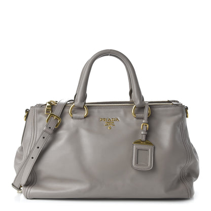 Prada Soft Calfskin Double Zip Shoulder Bag Pomice 1 of 10