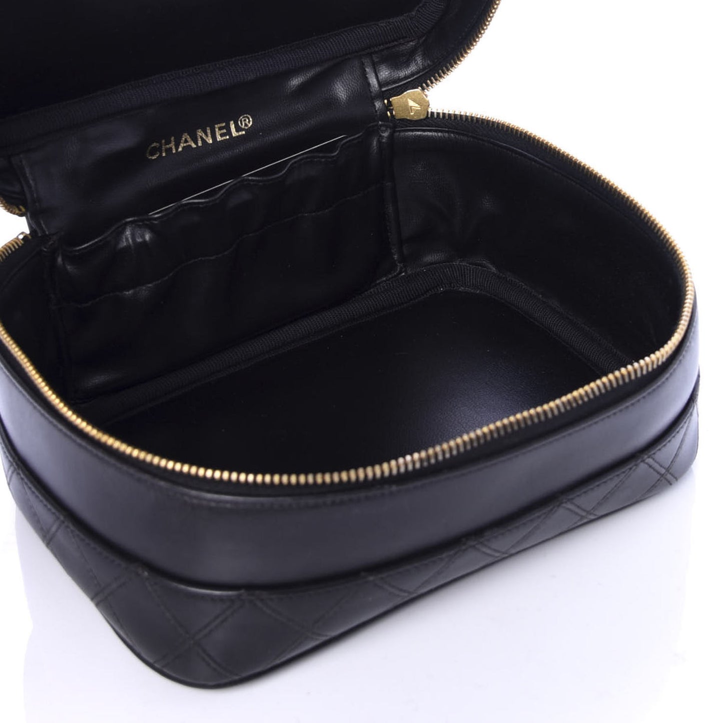 Lambskin Vanity Cosmetic Case Black