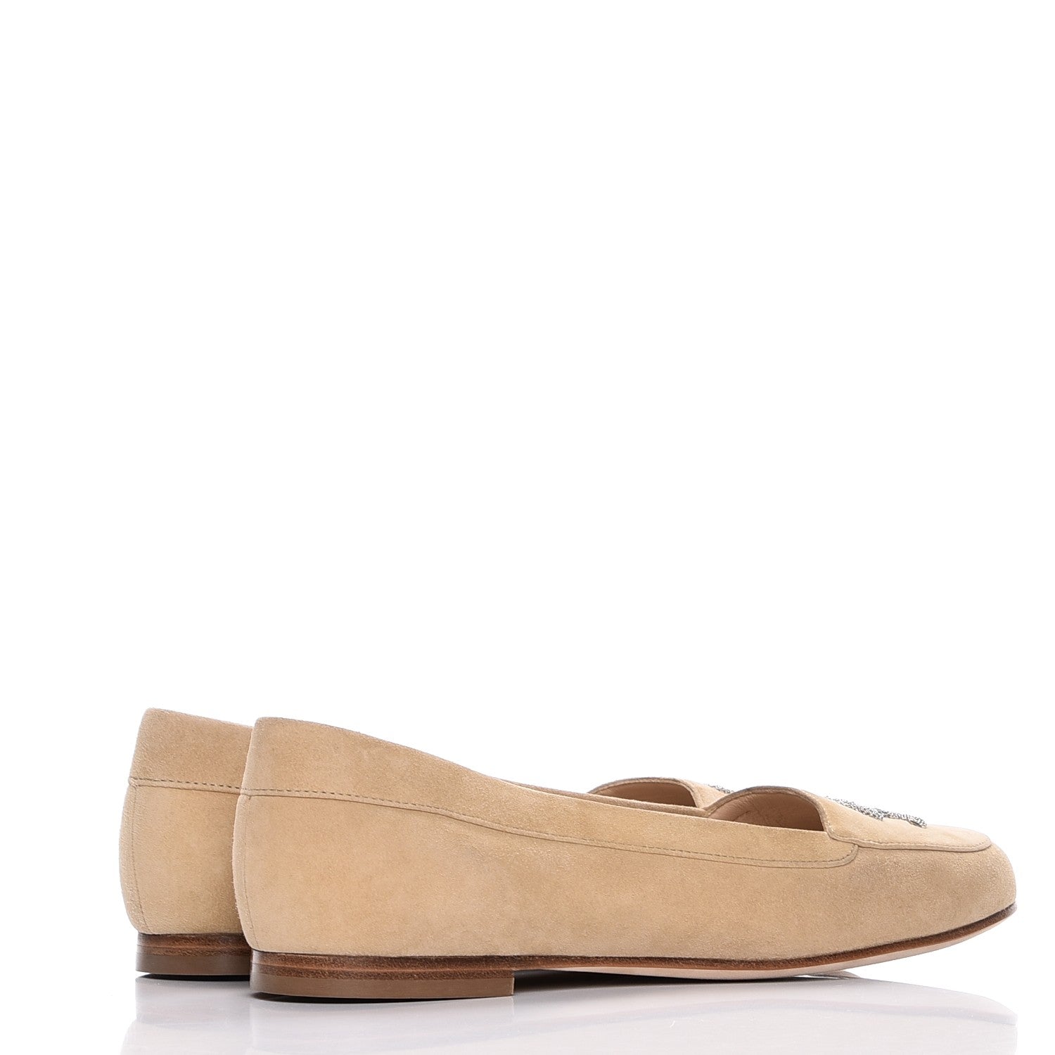Chanel Kid Suede CC Flats 36.5 Beige 4 of 11