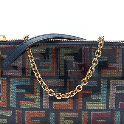 Fendi Zucca Vitrified Lurex Baguette Pouch Multicolor Blue Abyss Soft Gold 7 of 9