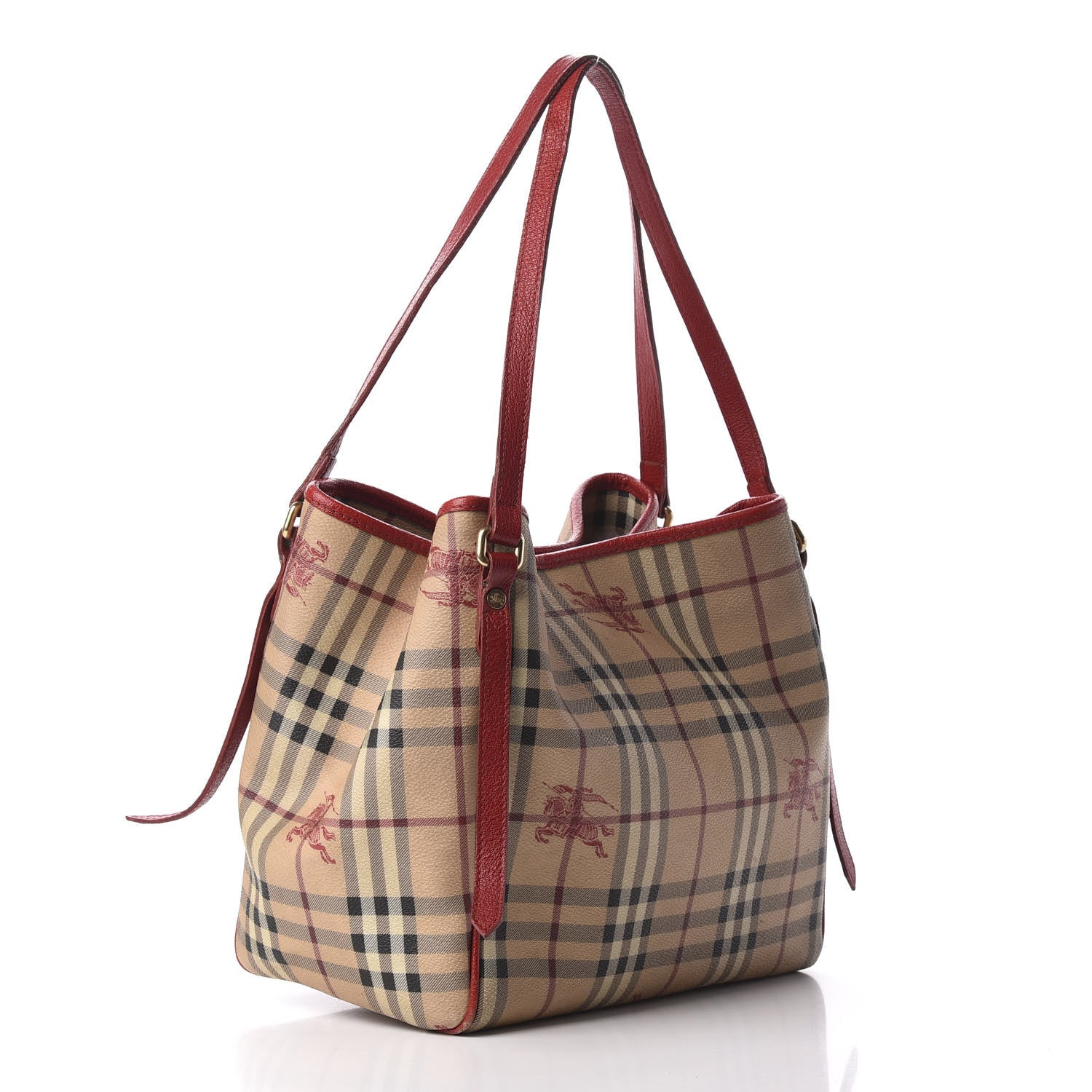 Burberry Haymarket Check Small Canterbury Tote Military Red 3 of 10