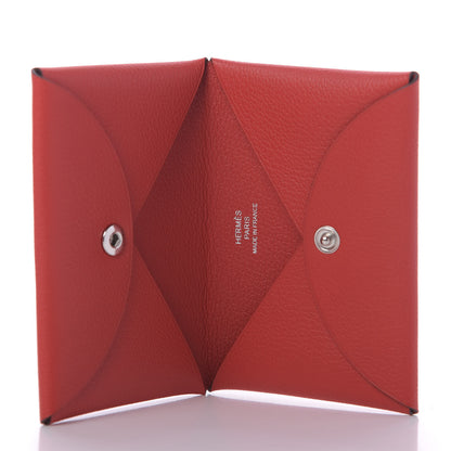 Hermes Evercolor Calvi Card Case Rouge De Coeur 5 of 9