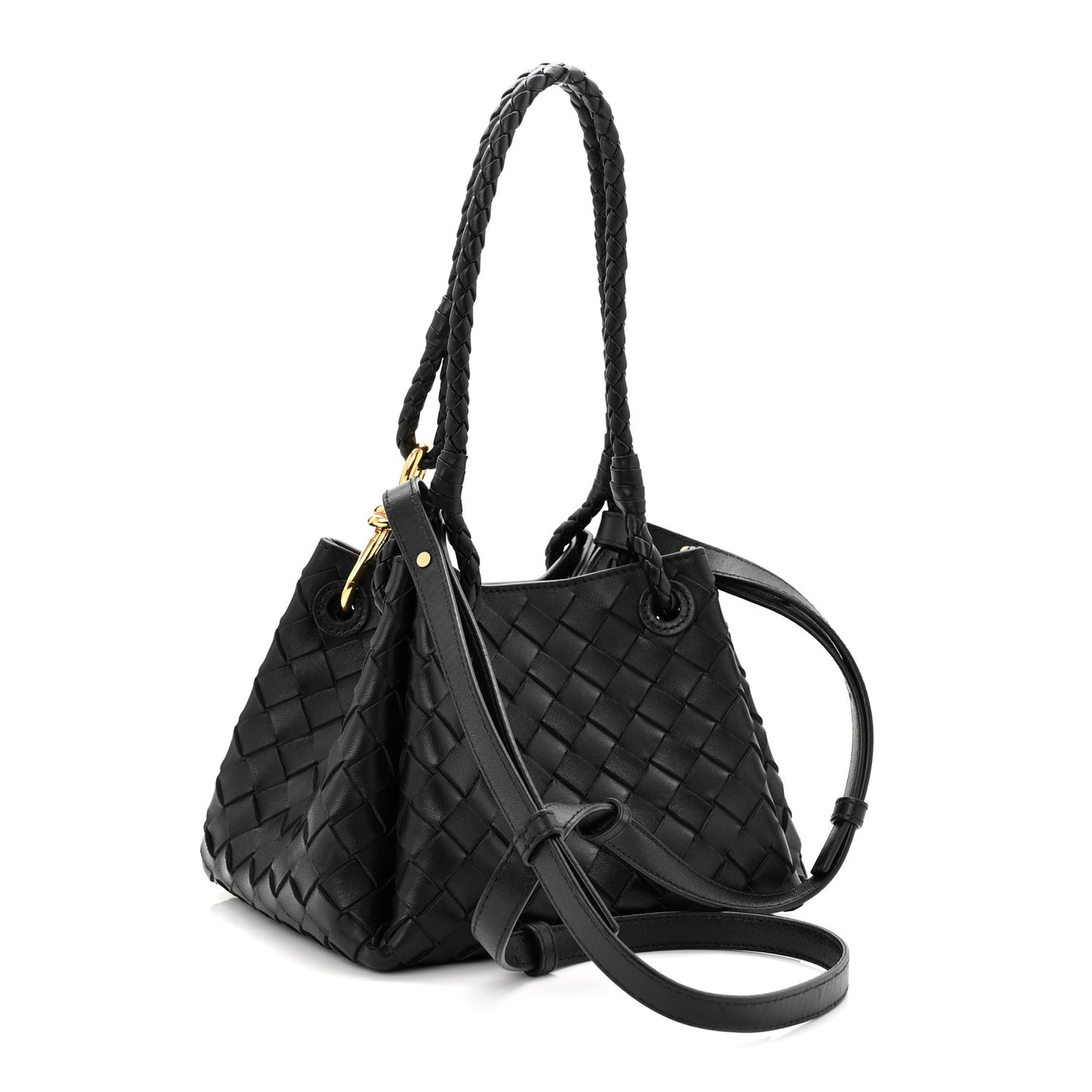 Nappa Intrecciato Small Parachute Shoulder Bag Black