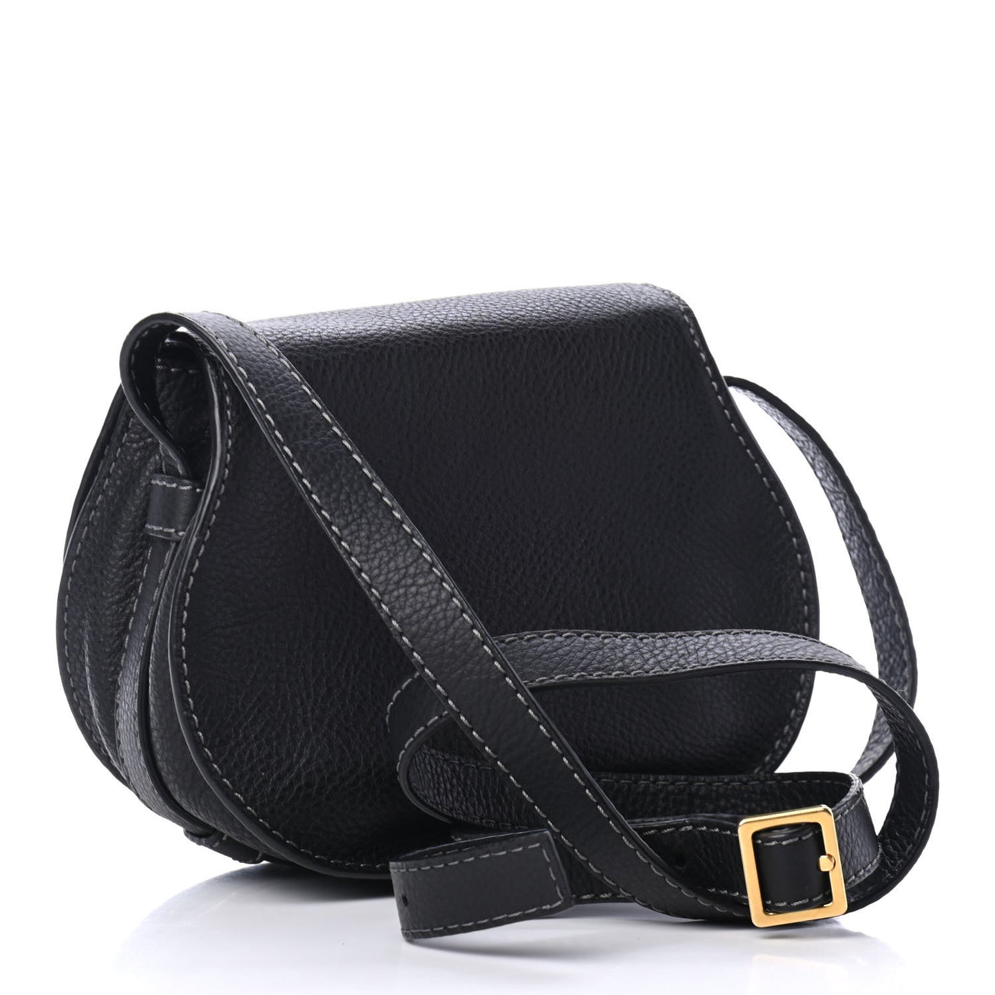 Calfskin Mini Marcie Round Crossbody Bag Black
