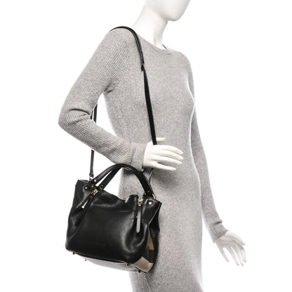 Burberry Grainy Calfskin House Check Small Maidstone Black 2 of 6