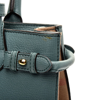Burberry Grainy Calfskin House Check Small Banner Tote Smokey Green 11 of 12