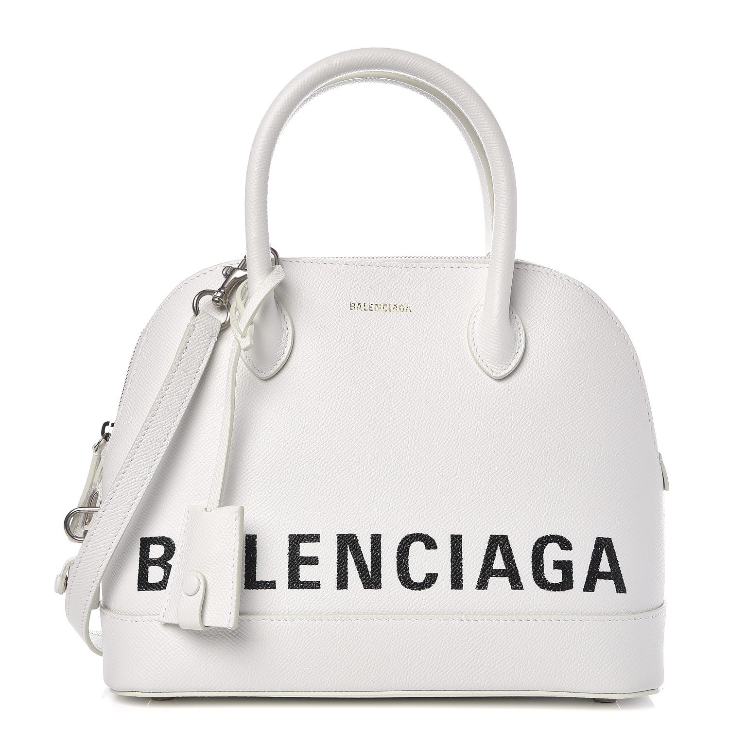 Balenciaga Signature Grained Calfskin Logo S Ville Top Handle Bag White 1 of 6