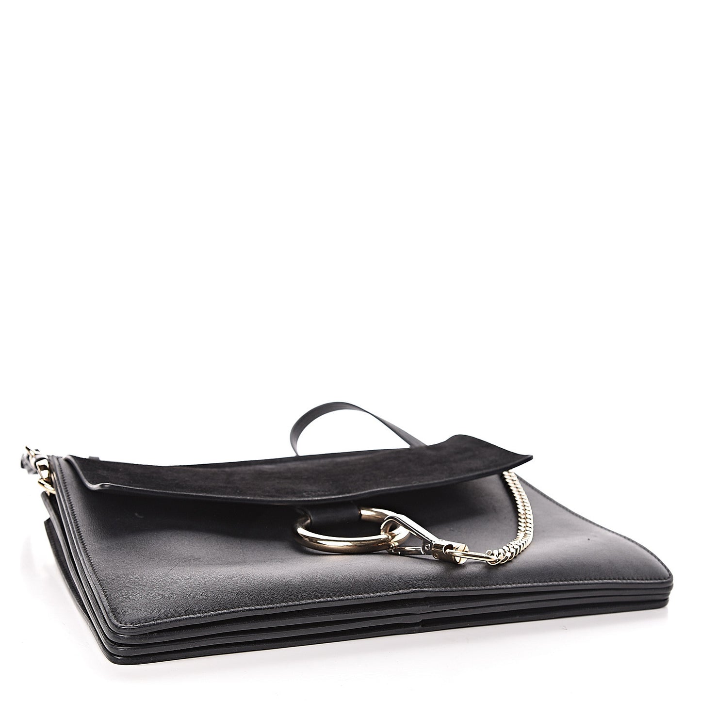 Suede Calfskin Medium Faye Shoulder Bag Black