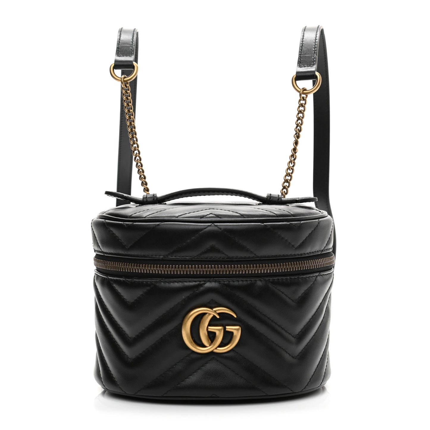 Calfskin Matelasse Mini GG Marmont Round Backpack Black