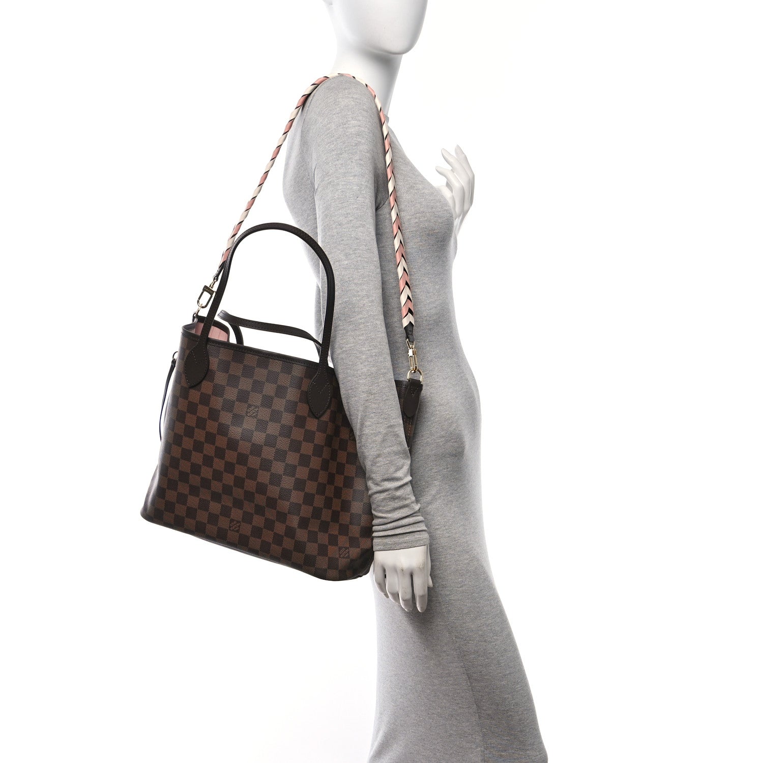 Louis Vuitton Damier Ebene Braided Neverfull MM Pink 2 of 10