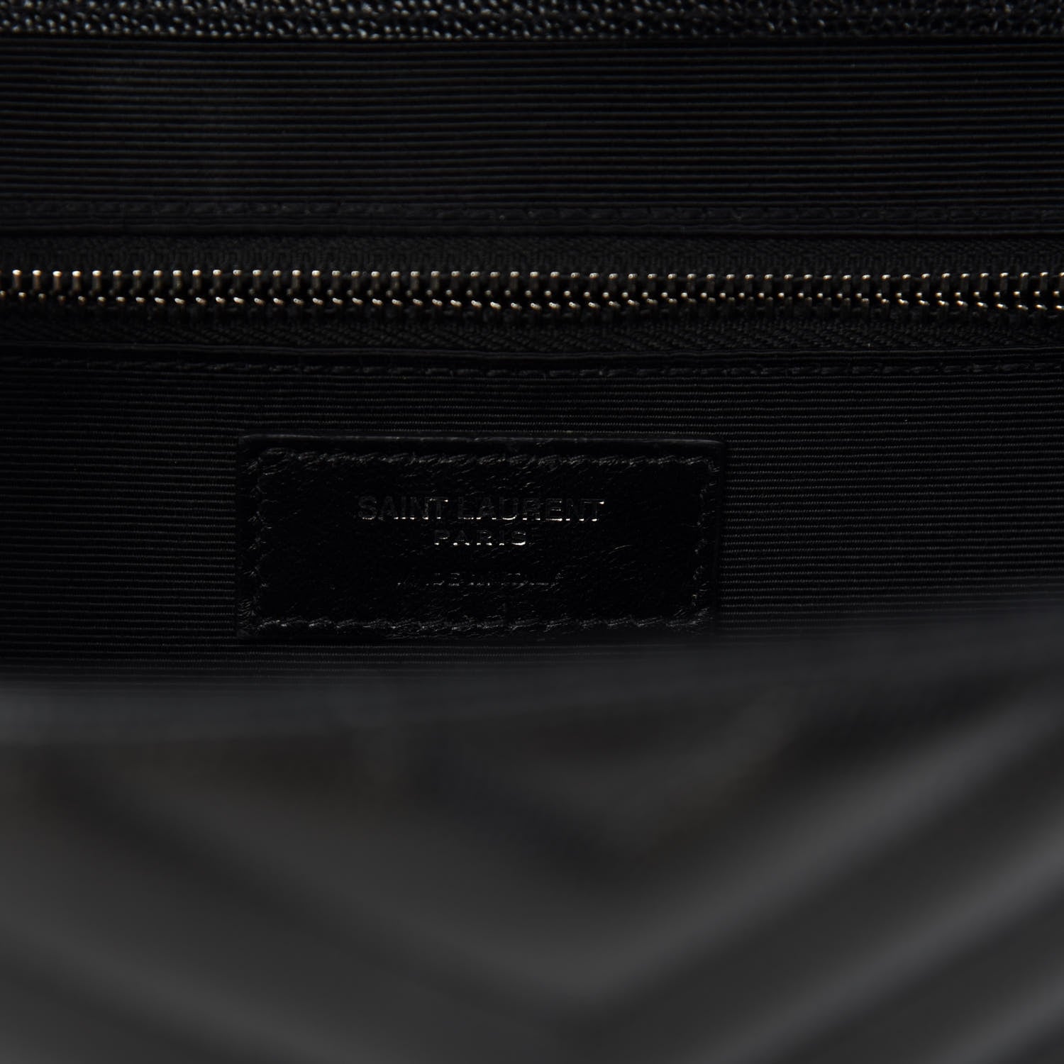 Saint Laurent Grain De Poudre Matelasse Chevron Large Monogram Satchel Black 6 of 11