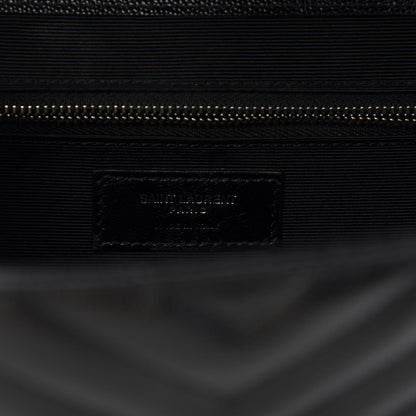 Saint Laurent Grain De Poudre Matelasse Chevron Large Monogram Satchel Black 6 of 11