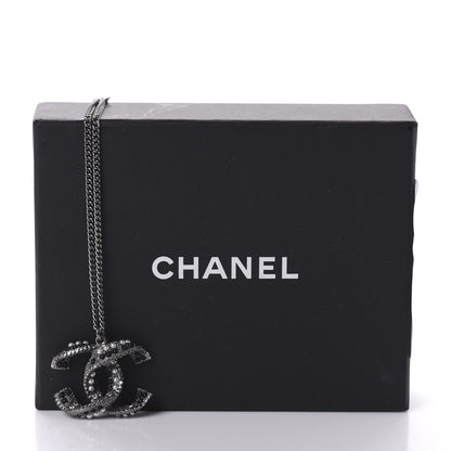 Chanel Crystal Pearl Twisted CC Necklace Silver Black 6 of 6