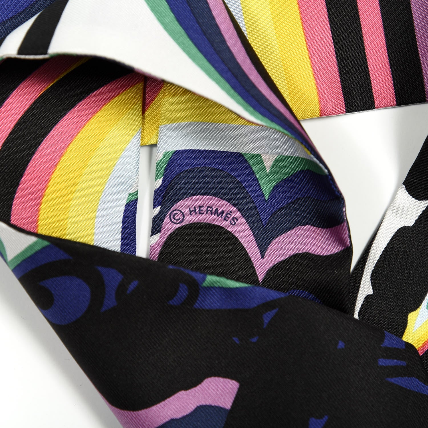 Hermes Silk Brides De Gala Shadow Twilly Black Jaune Multicolor 4 of 4