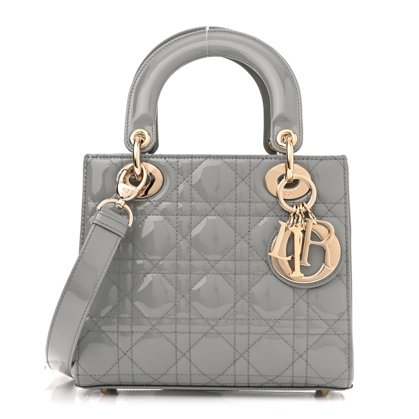 Patent Cannage Small Lady Dior Grey