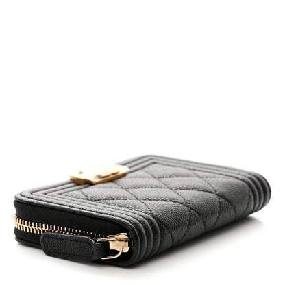 Chanel Caviar Quilted Boy Zip Around Coin Purse Wallet Black 4 of 8