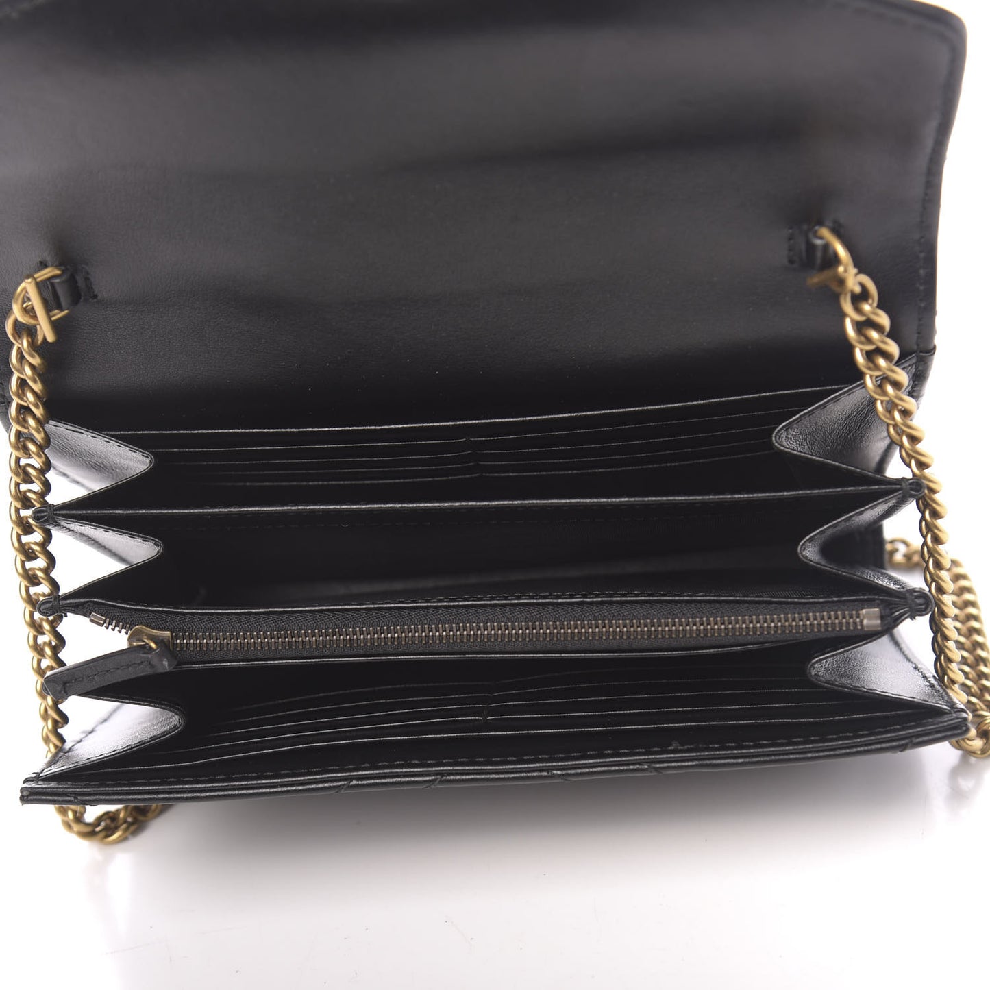 Calfskin Matelasse GG Marmont Chain Wallet Black