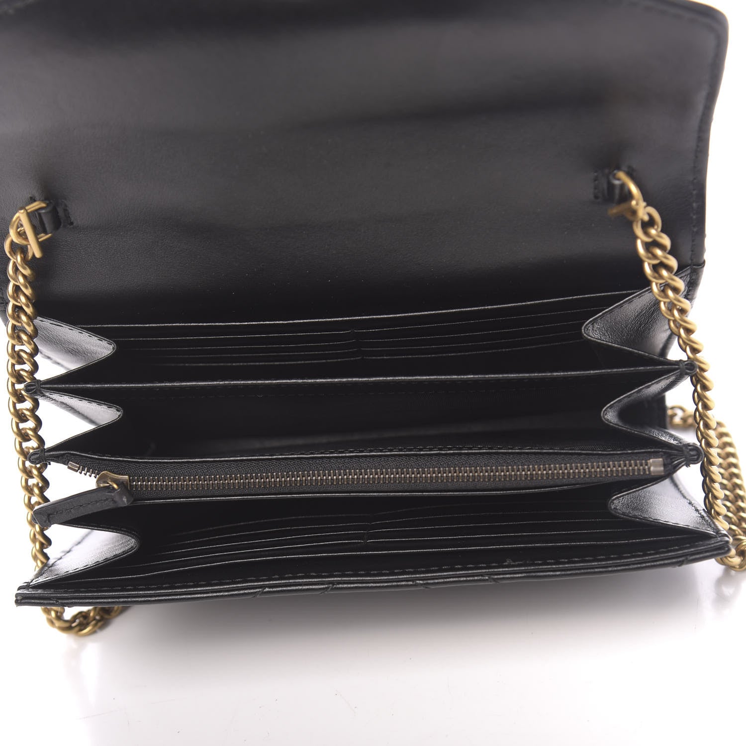 Gucci Calfskin Matelasse GG Marmont Chain Wallet Black 5 of 11