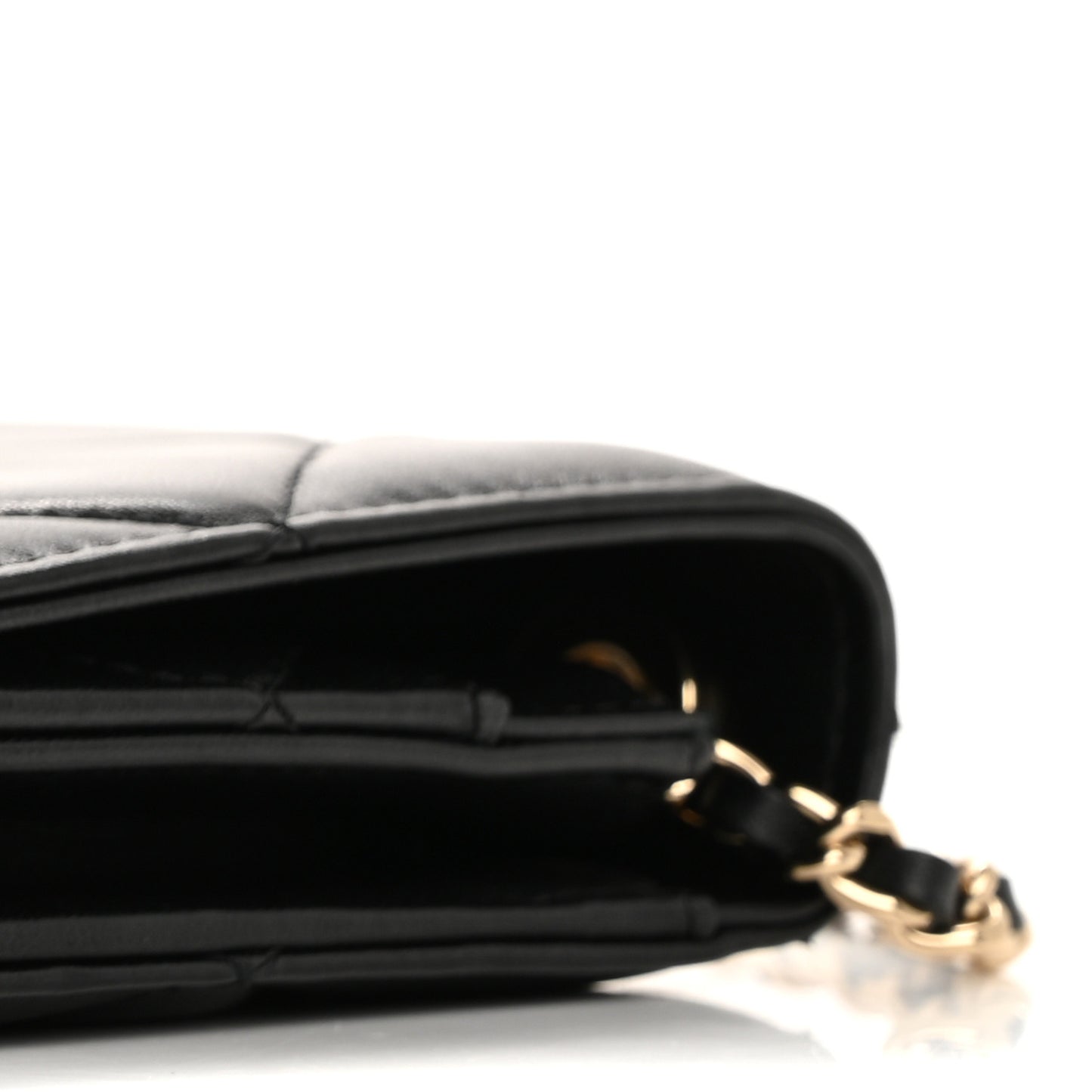 Lambskin Quilted Trendy CC Wallet On Chain WOC Black
