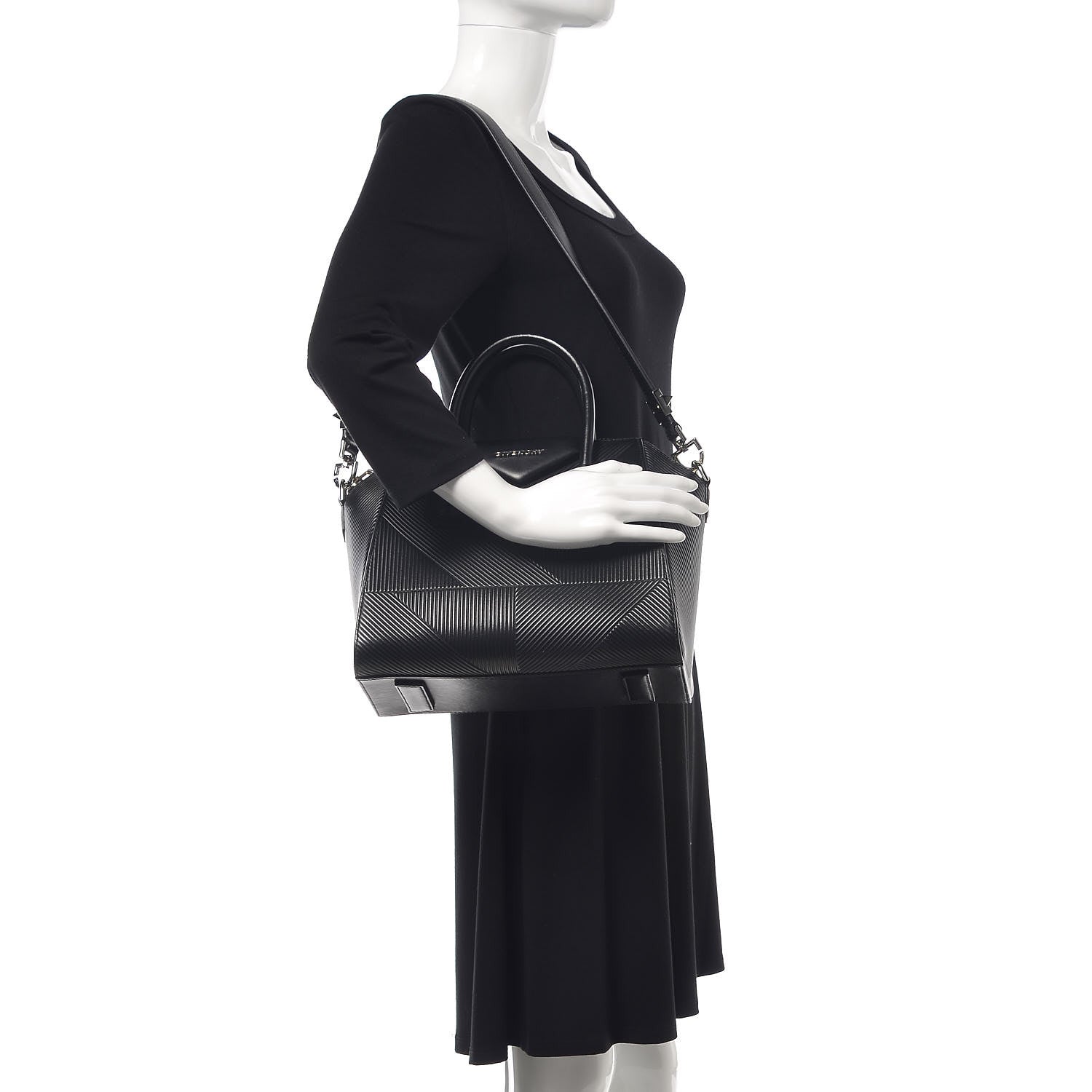 Givenchy Calfskin Geometric Embossed Small Antigona Black 2 of 9