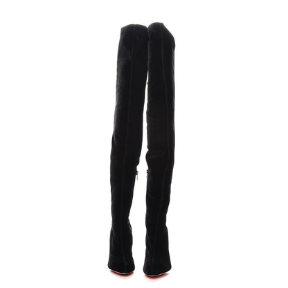 Christian Louboutin Velvet Classe 100 Stretch Over The Knee Boots 36.5 Black 4 of 6