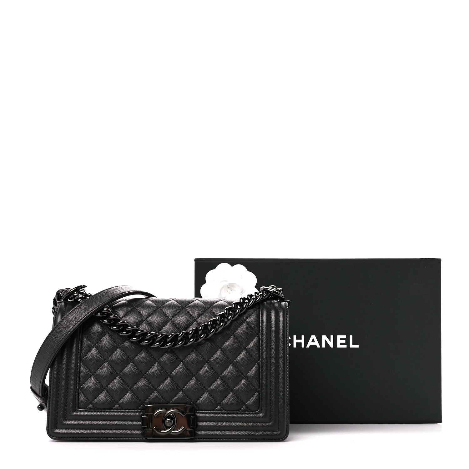 Chanel Caviar Quilted Medium Boy Flap So Black 12 of 12
