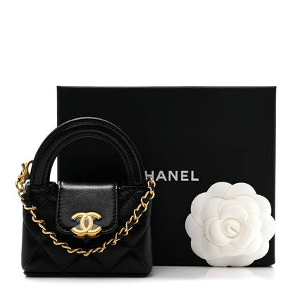 Chanel Shiny Lambskin Quilted Mini Kelly Bag Charm Black 10 of 10