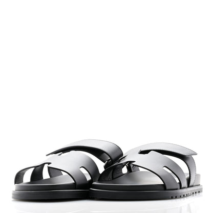 Hermes Calfskin Mens Chypre Sandals 42.5 Black 3 of 9