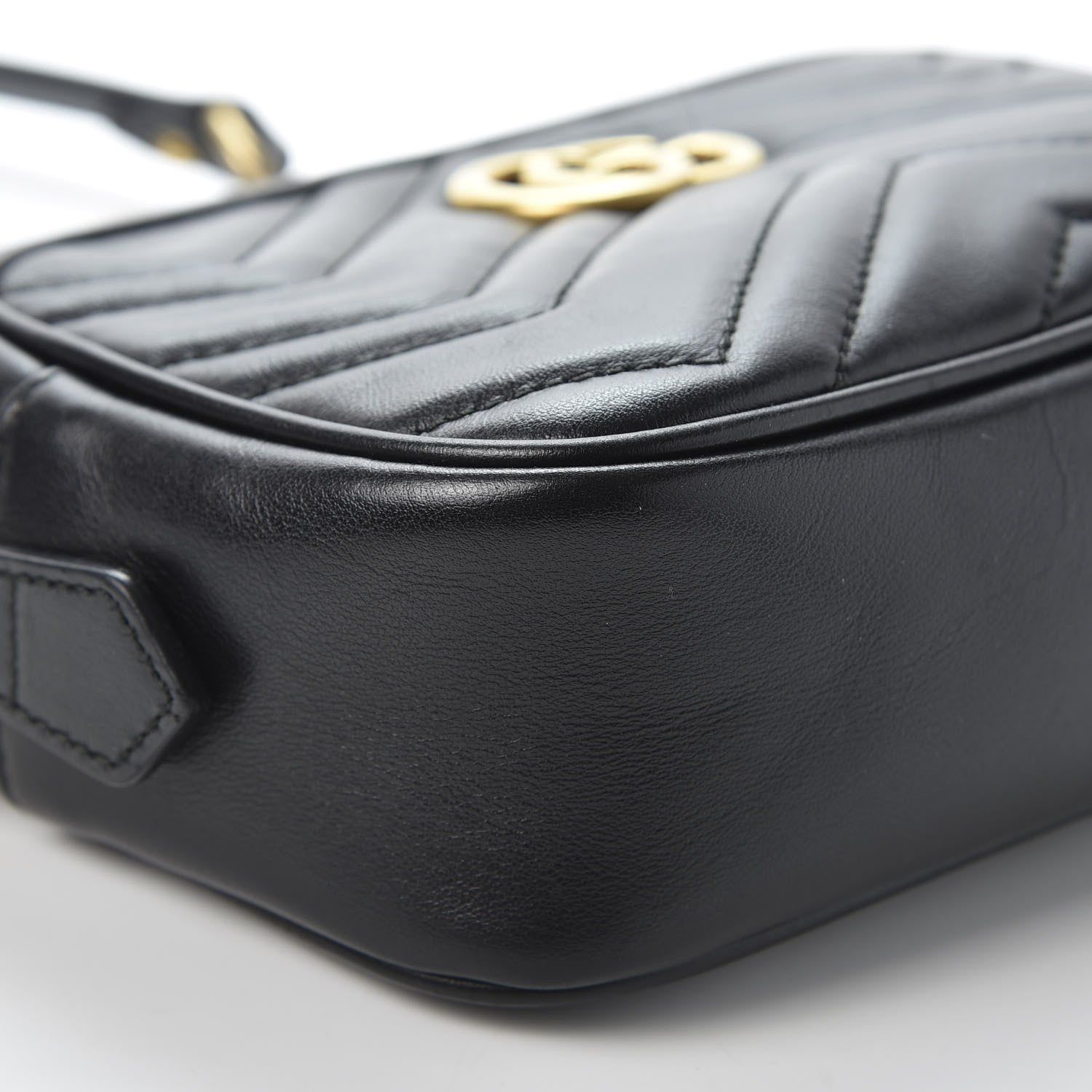 Gucci Calfskin Matelasse Mini GG Marmont Chain Shoulder Bag Black 5 of 10