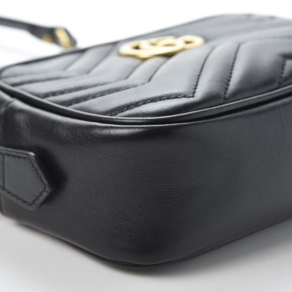 Gucci Calfskin Matelasse Mini GG Marmont Chain Shoulder Bag Black 5 of 10