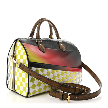 Louis Vuitton Epi Reverse Monogram Damier Race Speedy Bandouliere 30 Black Yellow 2 of 9