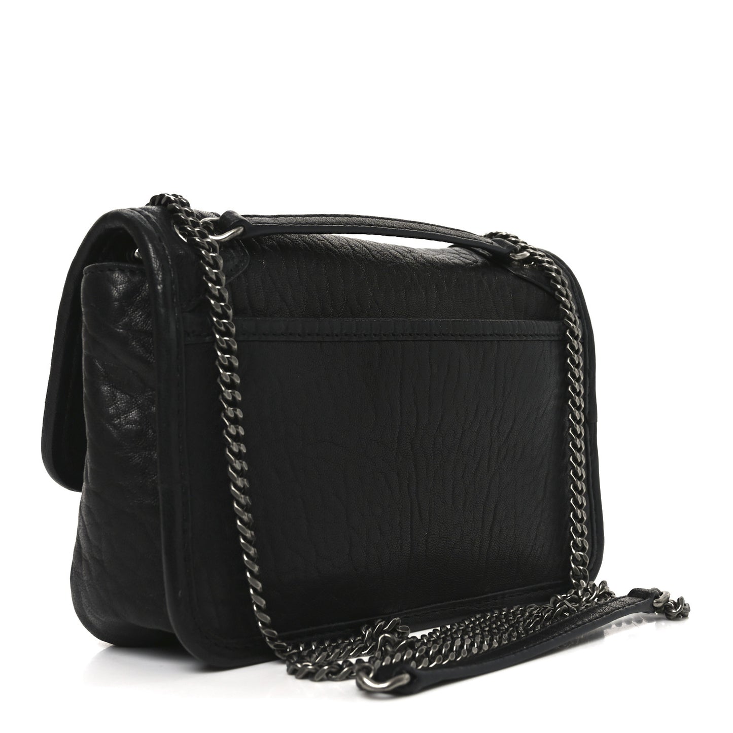 Grained Lambskin Monogram Mini Niki Chain Satchel Black