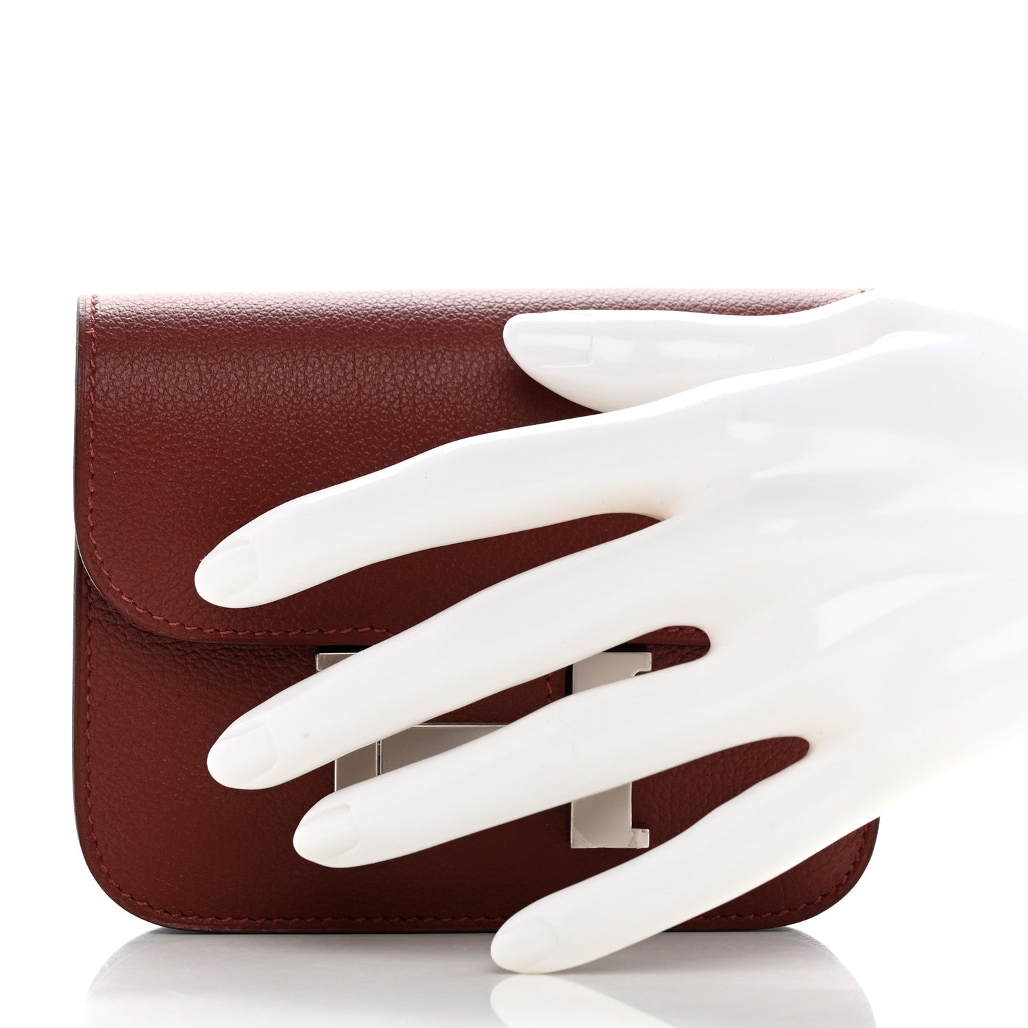 Hermes Evercolor Bi-Color Constance Slim Wallet Rouge H Rose Azalee 3 of 11