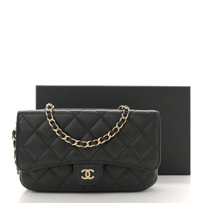Chanel Caviar Quilted Flap Phone Holder With Chain Black 14 of 14