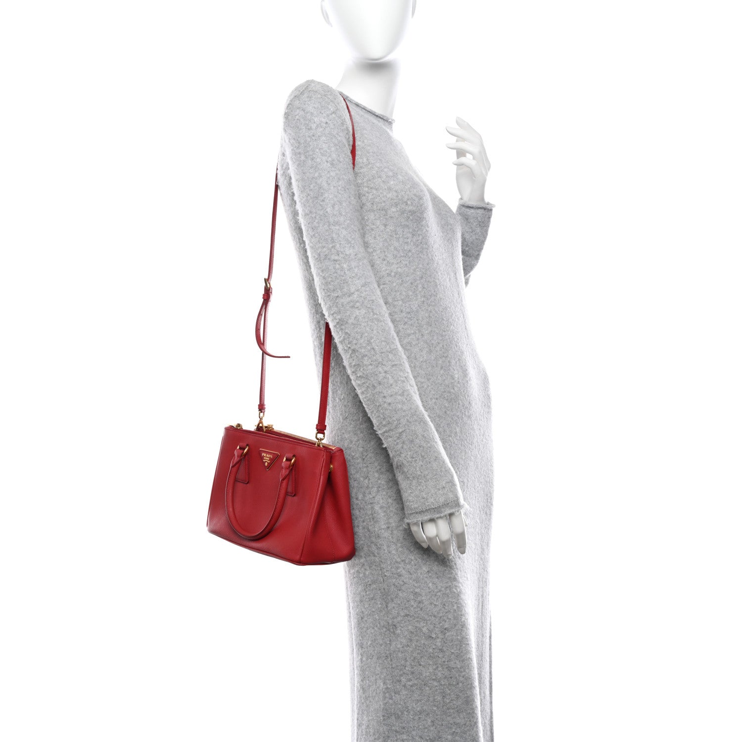 Prada Saffiano Mini Galleria Double Zip Tote Fuoco 2 of 10