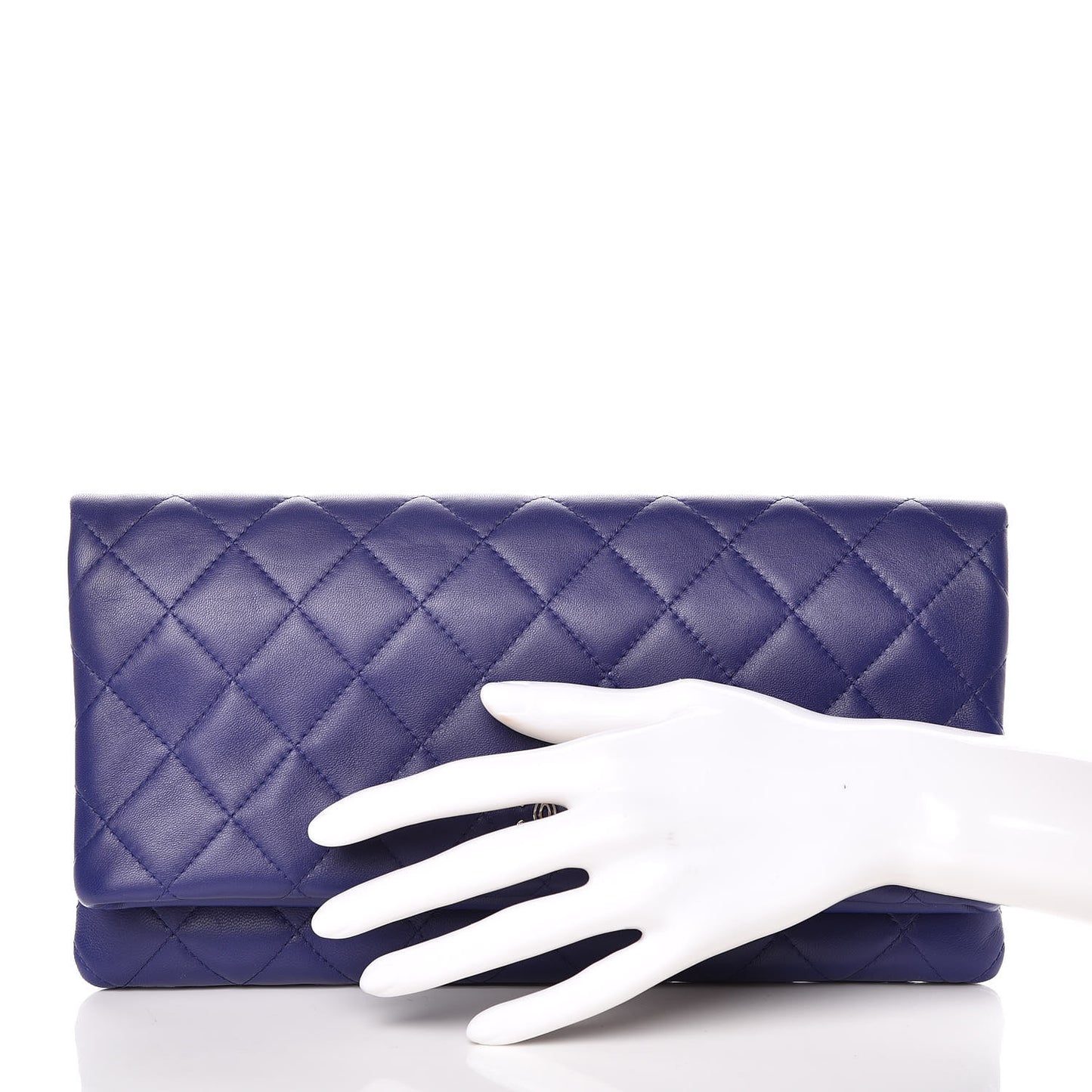 Lambskin Quilted CC Beauty Clutch Blue