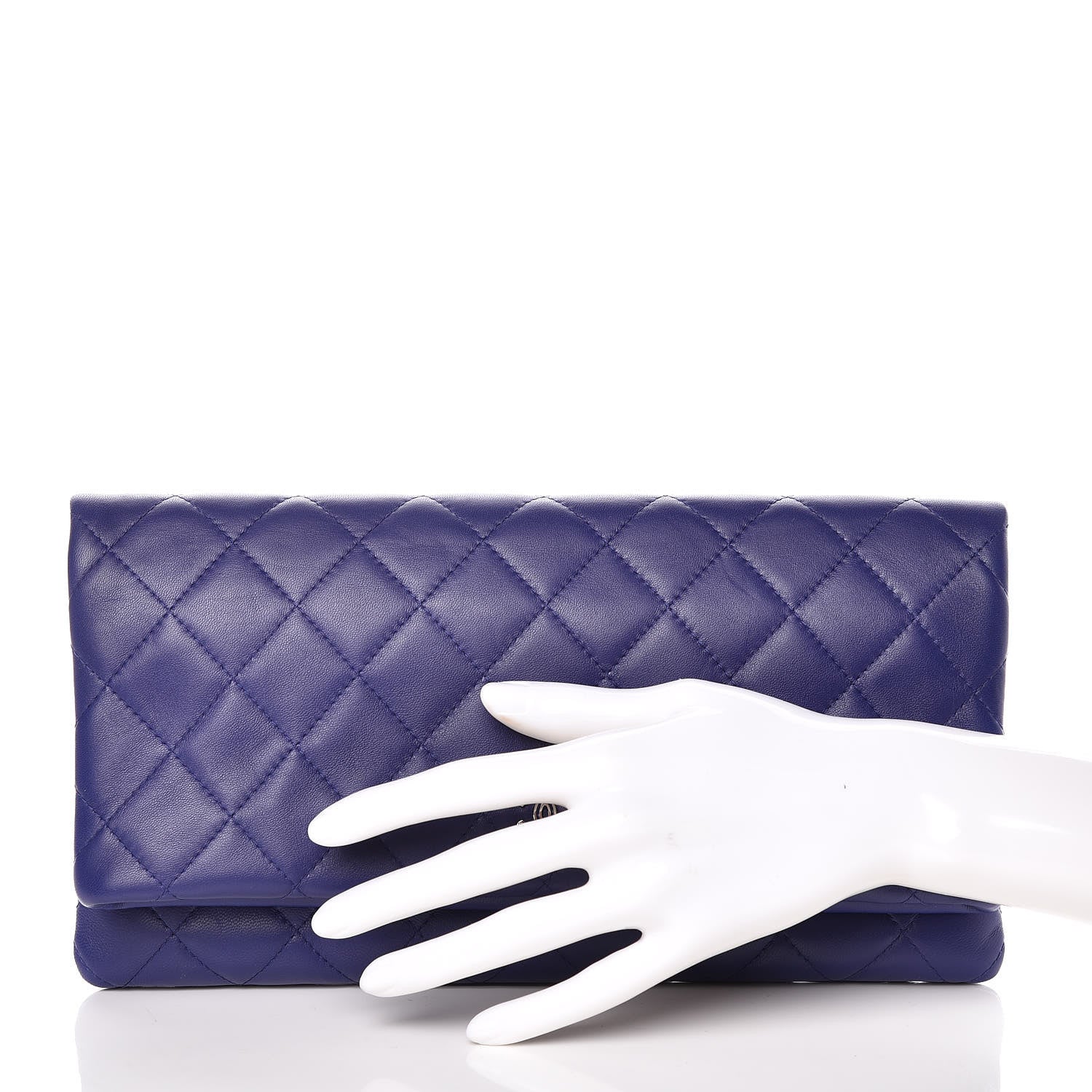 Chanel Lambskin Quilted CC Beauty Clutch Blue 2 of 13