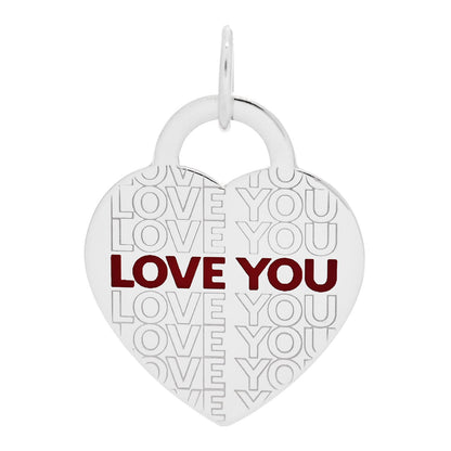 Tiffany Sterling Silver Enamel LOVE YOU Heart Pendant Red 1 of 4
