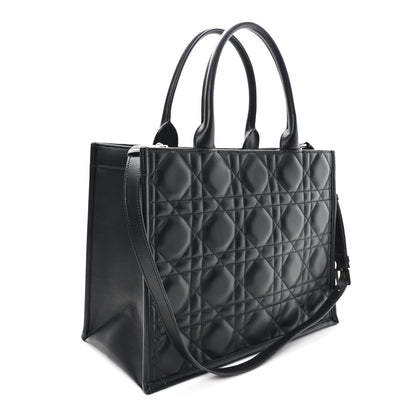 Christian Dior Calfskin Macro Cannage Medium Book Tote Black 2 of 9