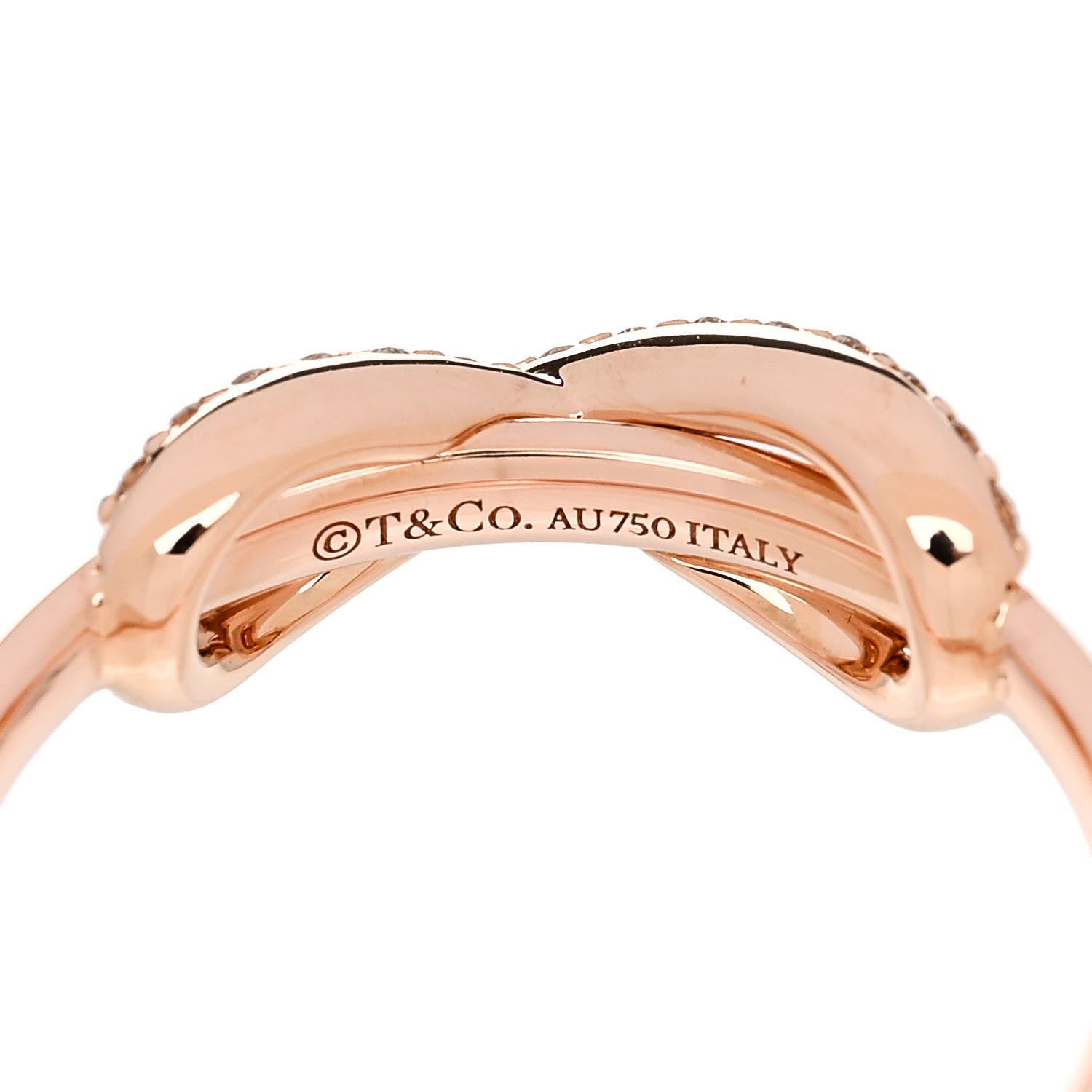 Tiffany 18K Rose Gold Diamond Infinity Ring 54 7 4 of 5