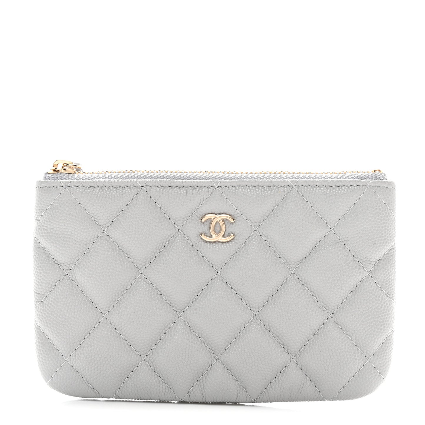 Caviar Quilted Small Cosmetic Case Grey